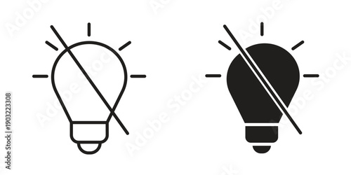 Light off icon suitable design silhouette and line art style on white background