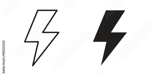 Lightning icon suitable design silhouette and line art style on white background