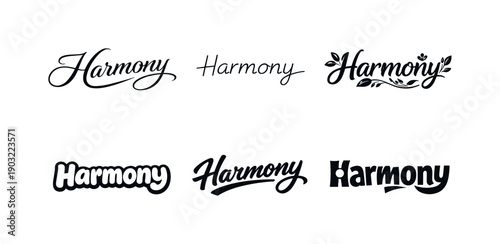 Harmonious Lettering Variations. Harmony lettering. Set lettering. harmonious lettering variations of the same emblematic concept, each with different artistic