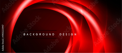 Abstract red neon waves over black background. Modern design element, dynamic curves, glowing lines create visual impact.