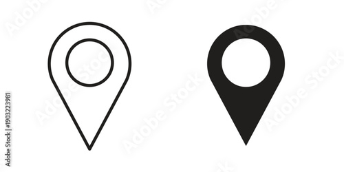 Map marker icon suitable design silhouette and line art style on white background