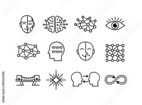Human-Machine Consciousness Icons. Human