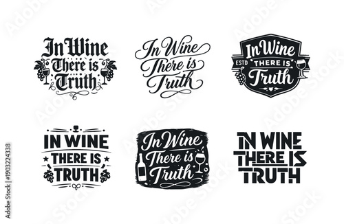 Sommelier tasting quote. Set lettering. harmonious lettering variations of the same emblematic concept, each with different
