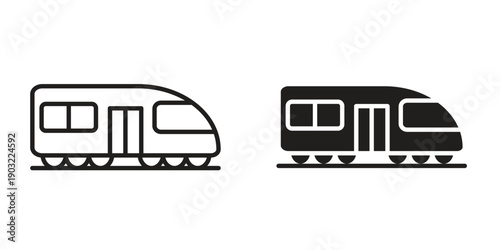 Monorail icon suitable design silhouette and line art style on white background