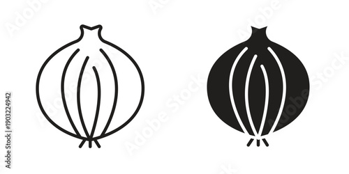 Onion icon suitable design silhouette and line art style on white background