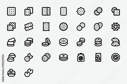 Cookies and Bakery Line Icon Set