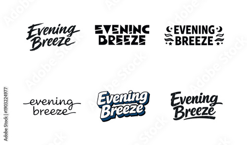 Evening Breeze Lettering. Evening breeze lettering. Set lettering. harmonious lettering variations of the same emblematic concept, each with different artistic