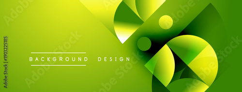 Abstract green design features dynamic shapes, gradients. Modern background with text elements, vibrant color scheme.