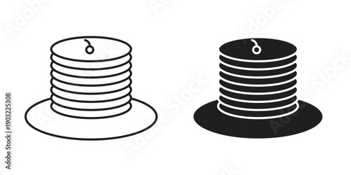 pancakes icon suitable design silhouette and line art style on white background