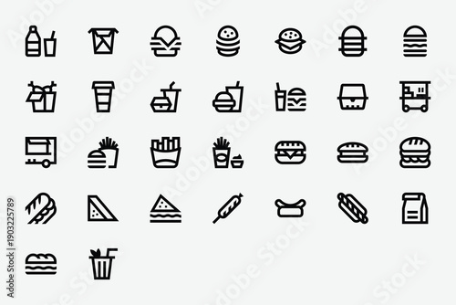 Fast Food Line Icon Set