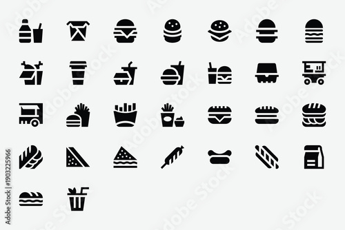 Fast Food Solid Icon Set