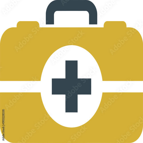 First aid kit depicted as a briefcase with a medical cross symbol Vector