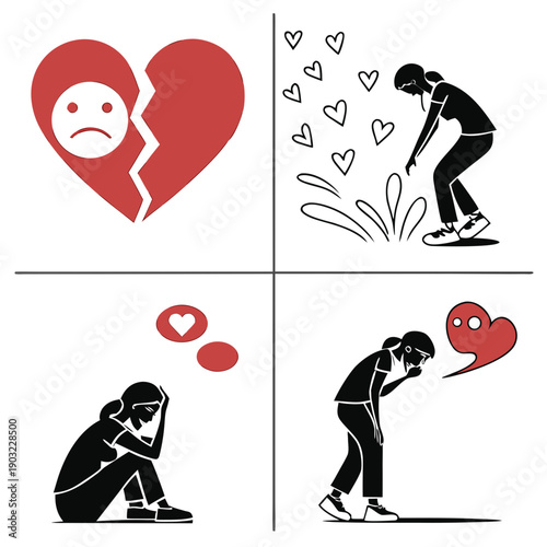 A visual representation of the impact of heartbreak and emotional pain. Vector