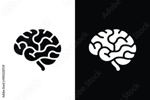 Brain icons in negative and positive space