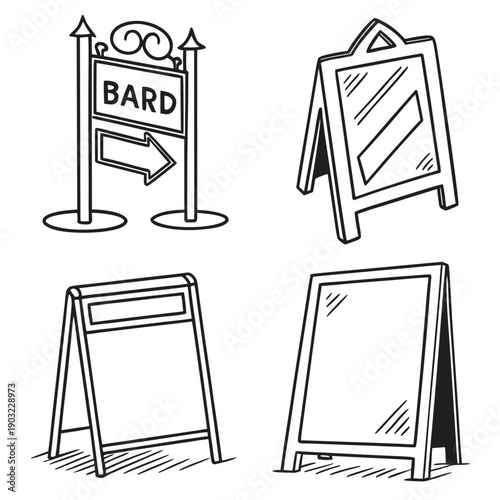 Four different types of signs used for various purposes and occasions. Vector