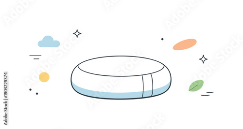 Minimal Meditation Space. Meditation cushion minimal. A single meditation cushion placed at the center of a calm empty space, suggesting stillness and balance.