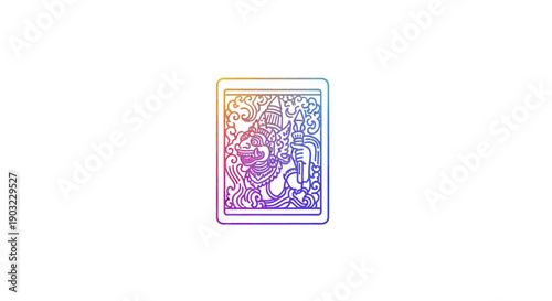 Vibrant gradient outline illustration of traditional mythical creature a cultural art design symbol