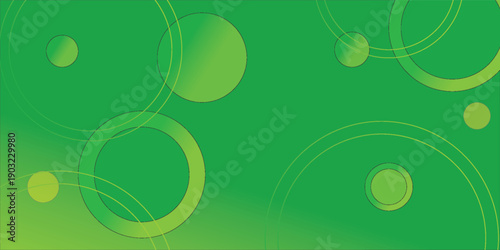Abstract green background with circles. Dynamic shapes composition.