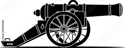 Vintage Military Cannon Artillery Vector Illustration