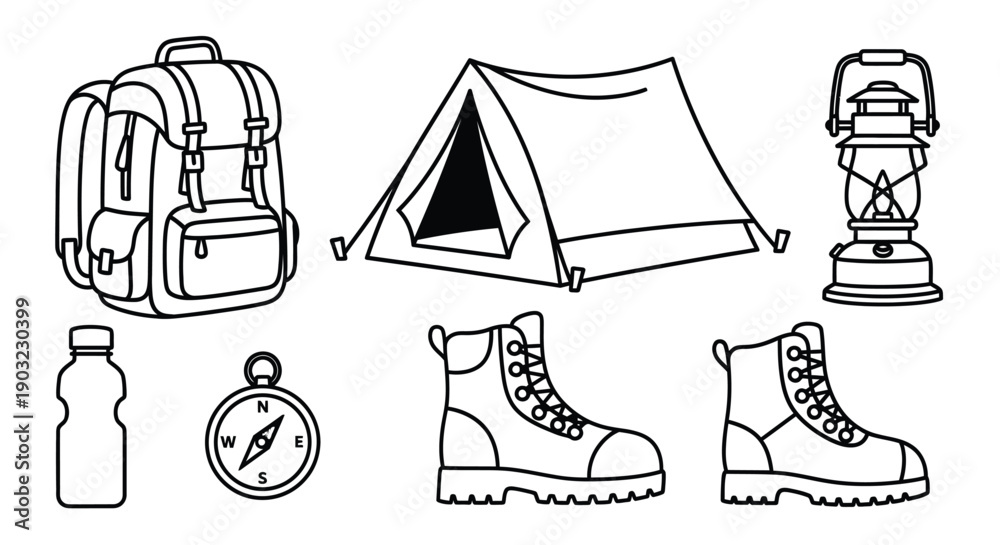 Fototapeta premium camping icons set