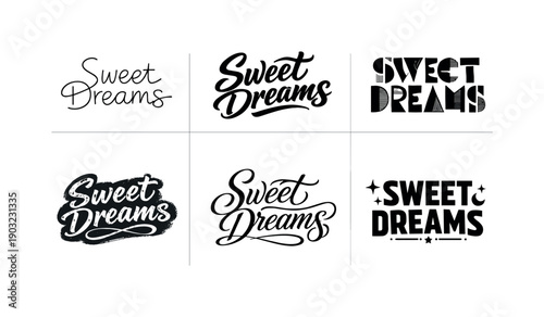 monochrome mood lettering. Set lettering. harmonious lettering variations of the same emblematic concept, each with different artistic