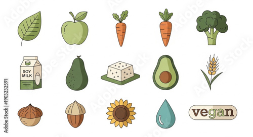 Collection of fresh healthy vegan food and ingredients.