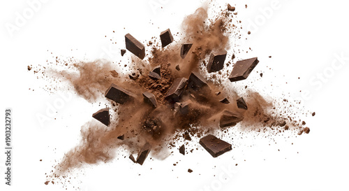 Chocolate pieces with cacao powder 