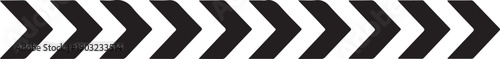 A black and white chevron pattern depicting a series of arrows pointing to the right side isolated on white background, illustration