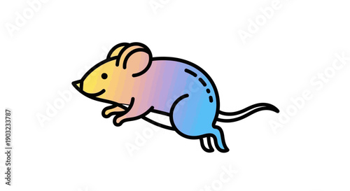 Charming vibrant cartoon mouse illustration with a playful demeanor and colorful gradient design