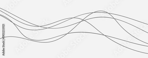 Black squiggle cable lines, wavy and curvy stroke. Wiggly irregular long element isolated on white background, vector illustration.