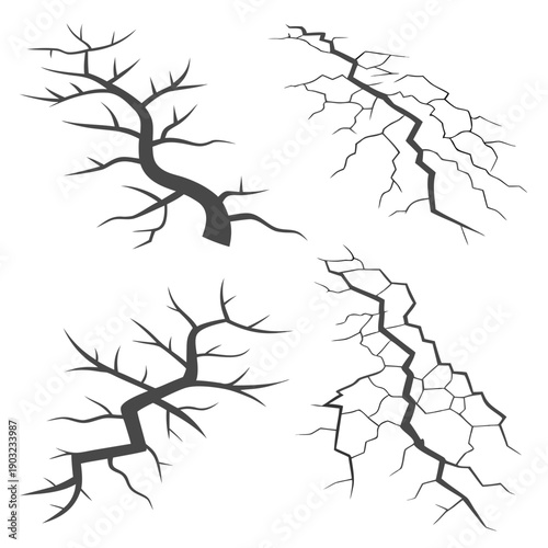 Abstract black and white line drawings of intricate branching structures Vector