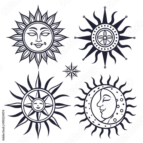 Four distinct stages of a star's life cycle illustrated in a circular sequence. Vector