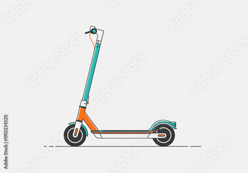 Modern electric scooter illustration on white background viewed from side