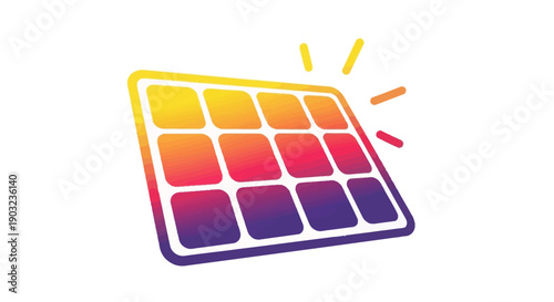 Vibrant solar panel illustration generating clean renewable energy from sunlight for sustainable