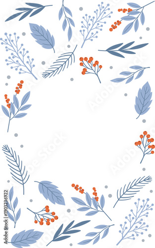 Decorative botany border. Floral herb round frame