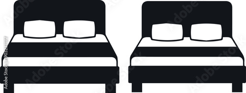 Two bed set vector design with pillows and sheets