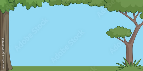 Forest background in cartoon style. Empty game scene