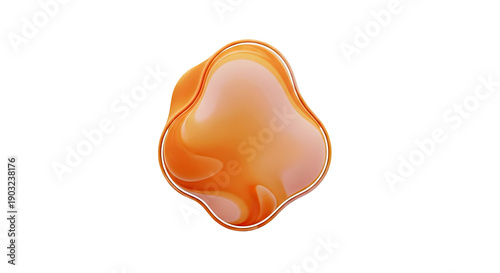 Abstract Orange Blob with White Outline on White Background
