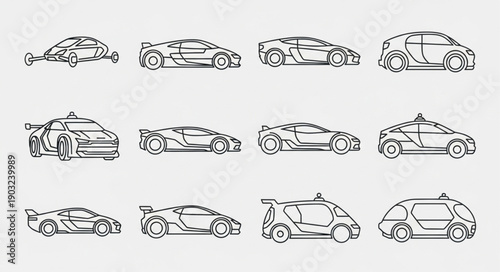 Collection of futuristic car designs and concepts.