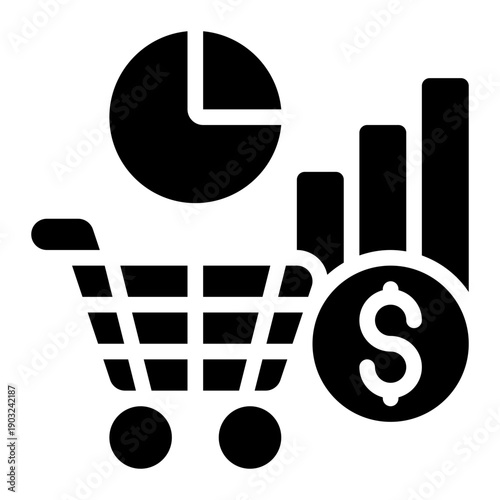 Sales Analysis, Sales Report, Sales Chart Glyph Solid Icon