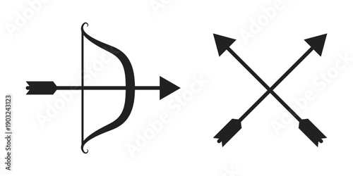 Archer bow icon in flat style. Archery weapon vector illustration on isolated background. Hunter target sign business concept.