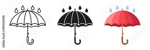 Umbrella icon set collection in flat style. Rain protection vector illustration on isolated background. Weather defense equipment sign business concept.