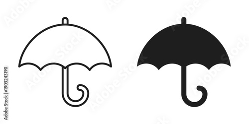 Umbrella icon in flat style. Rain protection vector illustration on isolated background. Weather defense equipment sign business concept.