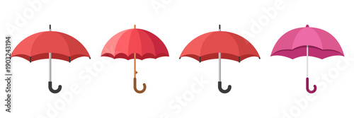 Umbrella icon set collection in flat style. Rain protection vector illustration on isolated background. Weather defense equipment sign business concept.