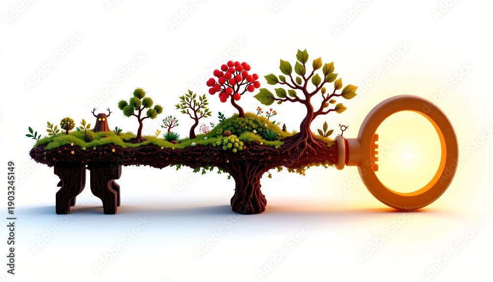 Fototapeta premium A creative bench made from pieces, arranged in the shape of a large, open book with a keyhole