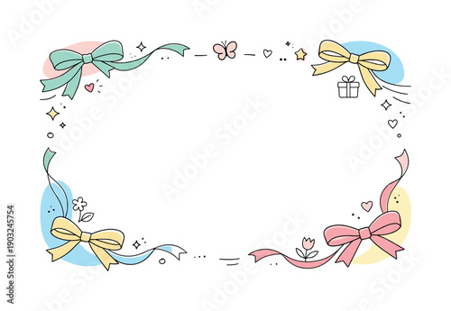 Spring Gift Wrapping. Gift wrapping spring backgrounds. A light abstract background with soft pastel shapes, ribbons, and subtle paper textures framing an