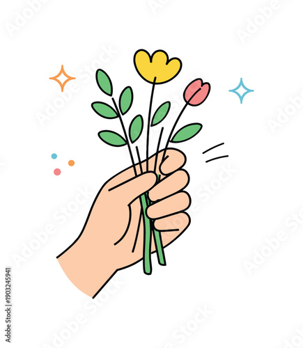 Close-ups of hands and stems. One hand holding stems against a plain background, cropped at the wrist. Still life moment, emphasis on form
