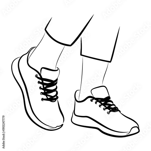 The sketch of sports shoes.
