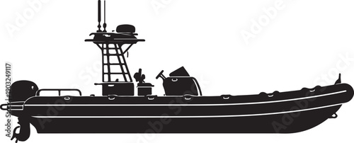 Lifeboat Silhouette Side View Rigid Inflatable Boat