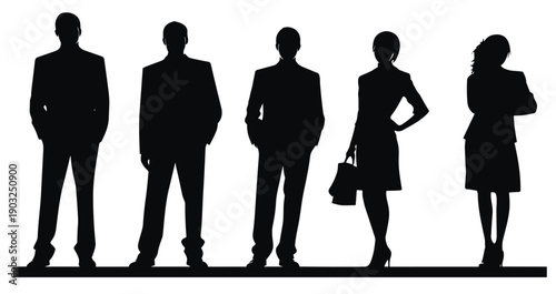 business people silhouettes vector set corporate men